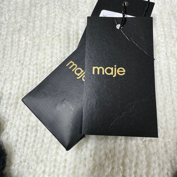 Maje NWT Mirta Knit Contrast Trim Vest White Black Women's Size 3 (US Large) - Picture 7 of 11